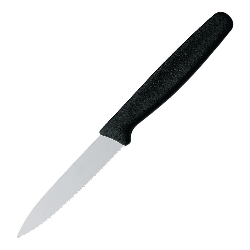 Victorinox Schälmesser Wellenschliff 7.5cm - schwarz